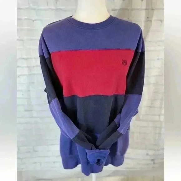 Chaps Men's Size L Color Block Sweatshirt Blue/Navy/Red Crewneck Crest LOGO RL - Picture 8 of 14